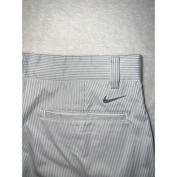 Nike Golf Shorts Striped Flat Front Mens Performance Golf Blue White - Picture 3 of 5